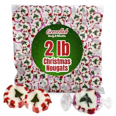 Peppermint Christmas Nougats Bulk Pack 2Lb - Delicious Holiday Christmas Candy I