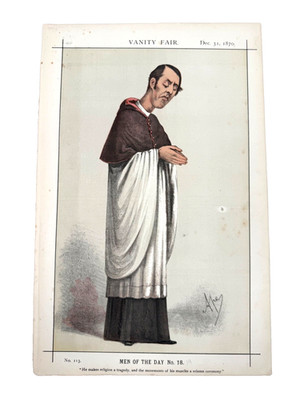 Vanity Fair Antique 1870 Ape Clergyman ''Solemn Ceremony''