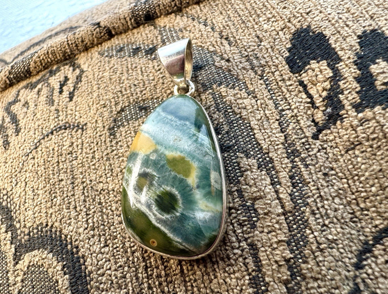 Large Ocean Jasper Orbicular Statement Pendant St… - image 11