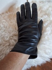 Vintage Lined Good Black Notched side Leather Lined Gloves S