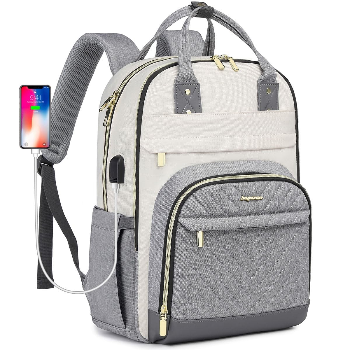 Women's Laptop Backpack with USB Charger - Stylish Work & Travel Bag Fits 15.6-Inch Devices-image