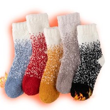 Fuzzy Socks for Women Warm Fluffy Cozy Winter Soft Home 5 Pairs-gradient Combo