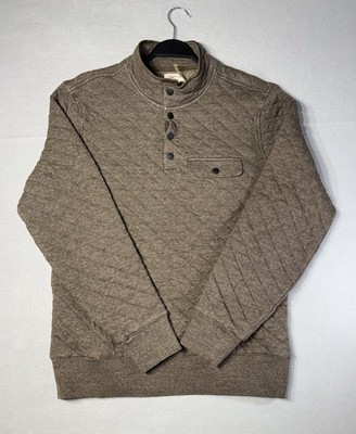 Faherty Epic Quilted Fleece Men's M Brown Mock Neck Snap Button NWT