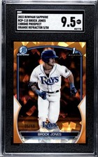 2023 Bowman Sapphire Orange Refractor #BCP-115 Brock Jones 1st /50 SGC 9.5 Rays