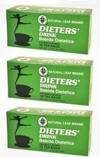3 BOXES NATURAL LEAF BRAND DIETER DRINK TEA 1.5 OZ. for MEN and WOMEN