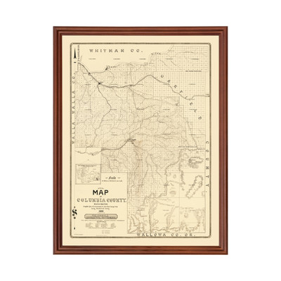 Old Map of Columbia County, WA 1900 - Vintage Washington Art