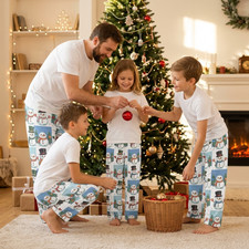 Kids Christmas Snowman Print Lounge Pants, Lightweight Holiday Sleepwear