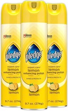 Pledge Enhancing Polish, Furniture Wood Spray, Lemon 9.7 Ounce Pack of 3