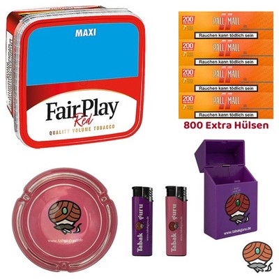 FairPlay Volumentabak Maxi Box 300g, Pall Mall Allround Hülsen, Glasascher, Zub.