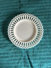 Canton Gothic Embossed Reticulated Lace Edge Milk Glass Plate