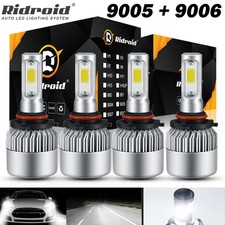 9006 9005 Led Headlight Kit Combo Bulbs 6000k High Low Beam Super Bright White