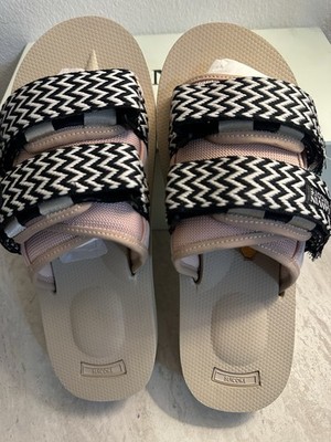 Suicoke Lanvin Moto Sandals Chevron Straps Size 14 Beige Black