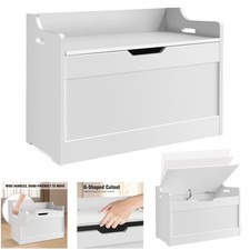 2 in 1 Wooden Toy Box Kids Storage Bench Seat Safety Close Chest Organiser