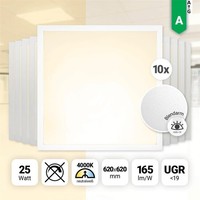 10X Led Panel 62X62 Neutralweiß 4000K 25W 4125Lm UGR19 Blendarm Rasterleuchte