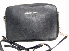 Michael Kors Jet Set Black/Gold Leather Crossbody Bag