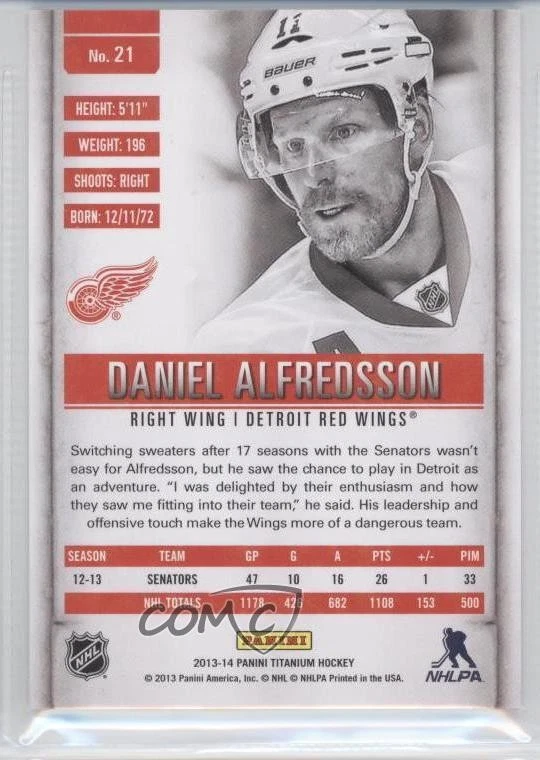 2013-14 Panini Titanium Draft Position Number /100 Daniel Alfredsson #21 HOF - Image 2 of 2
