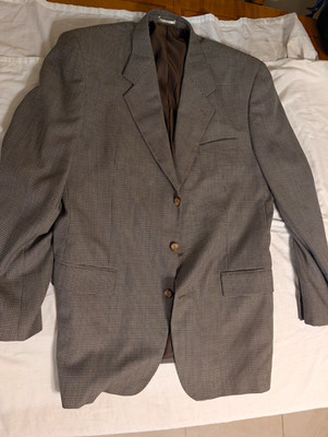 Tom Tailor Brown Houndstooth Wool-Blend Blazer Jacket Men's Classic Sport Coat
