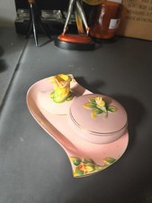 1940s Royal Winton Rosebud Grimwades Dressing Table Set Bowl Trdy Candle Holder 