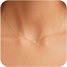 Dainty 18K Gold Plated Initial Pendant Necklace A-Z for Women