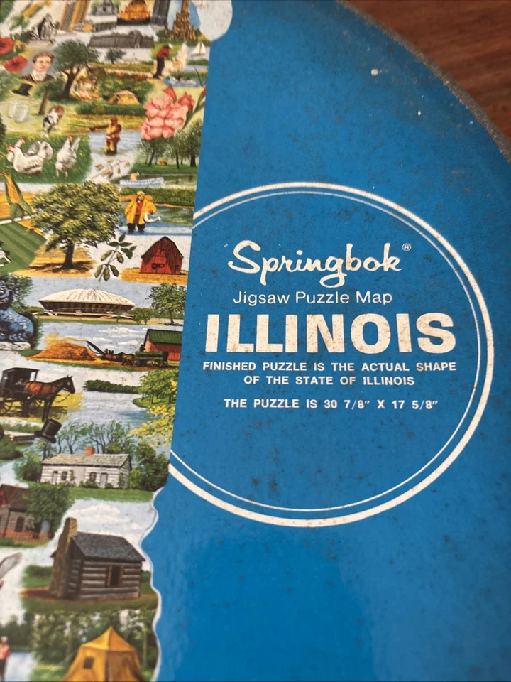 RARE  Vintage 1969 Springbok Contour 450 pc.  State of Illinois Puzzle Map - Image 3 of 4