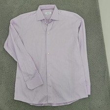 ETON Slim Fit Dress Shirt Mens 17 43 Light Purple Lavender Long Sleeve Button Up