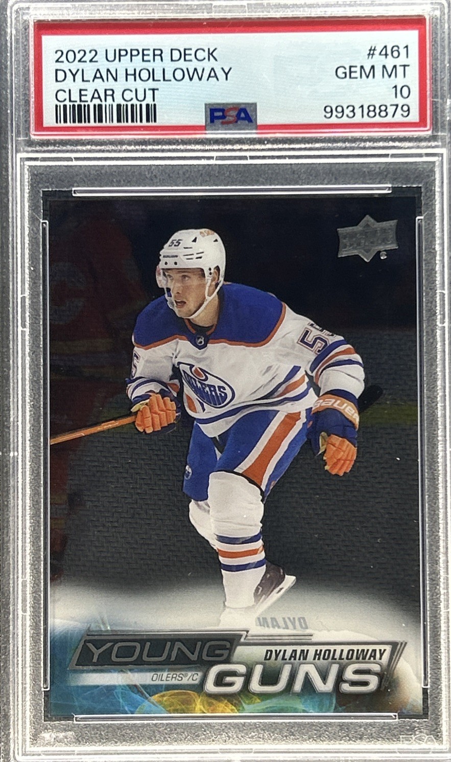 2022-23 Upper Deck  ** DYLAN HOLLOWAY ** Clear Cut Young Guns RC #461 💎PSA 10💎