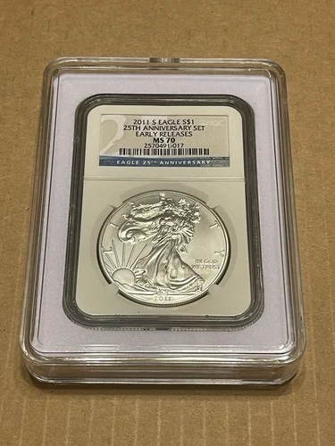 2011-S Silver Eagle NGC MS70 25th Anniversary Set Early Releases