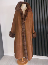 Vintage Couture Wildleder Swinger Mantel Cognac Oversize XXL  46-56 echt Fell