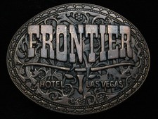 QE09103 VINTAGE 1970s FRONTIER HOTEL LAS VEGAS BRASSTONE BELT BUCKLE