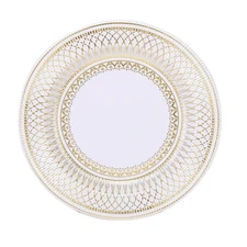 White Gold 25 Round 13" Vintage Disposable Paper Charger Plates Party Decoration
