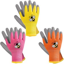 3 Pairs Kids Gardening Gloves Yard Work Gloves Children Rubber Coated Gloves ...