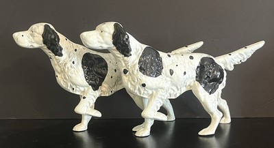 VTG (2) Hubley-Style Cast Iron Doorstops Dog Pointer Setter - 14  Long, 8  Tall