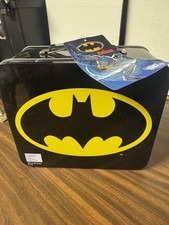 DC Comics Batman Logo Metal Lunch Box Super Hero Dark Knight Vintage w tag