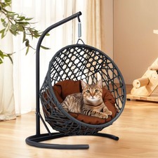 Cat Swing Bed with Stand  Cushion, Cat Egg Chair with Rattan Wicker Appearance