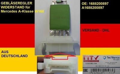 NEU GEBLÄSEREGLER WIDERSTAND für Mercedes A-Klasse W168/VANEO 414 ausDEUTSCHLAND