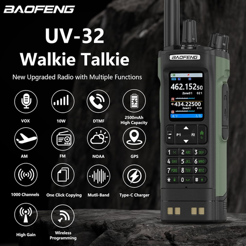 6-pak BAOFENG UV-32 Amatorskie Walkie Talkie USB Radio lotnicze GPS Bluetooth APLIKACJA - Zdjęcie 18 z 24