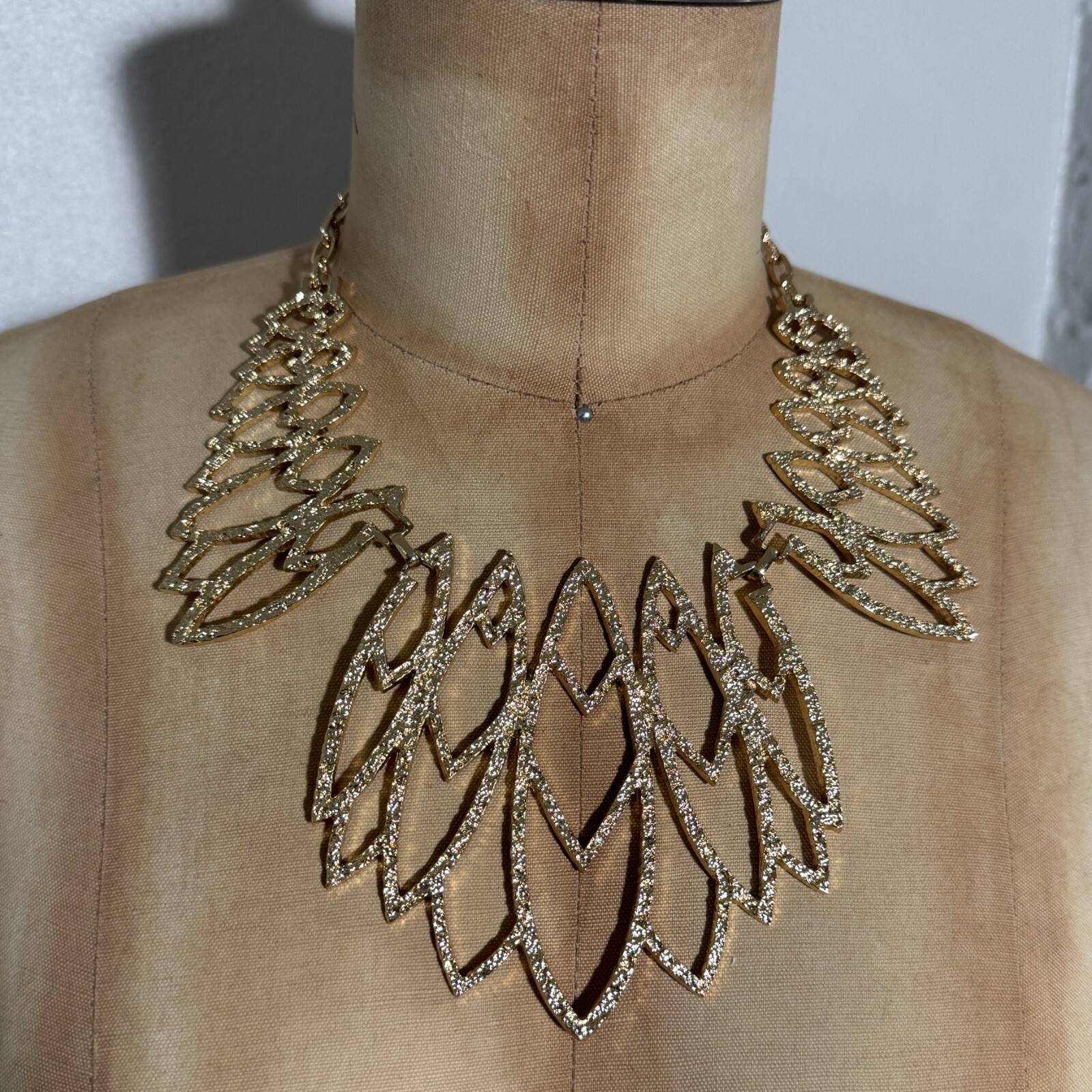 BCBGMAXAZRIA Gold Hammered Textured Metal Abstrac… - image 1