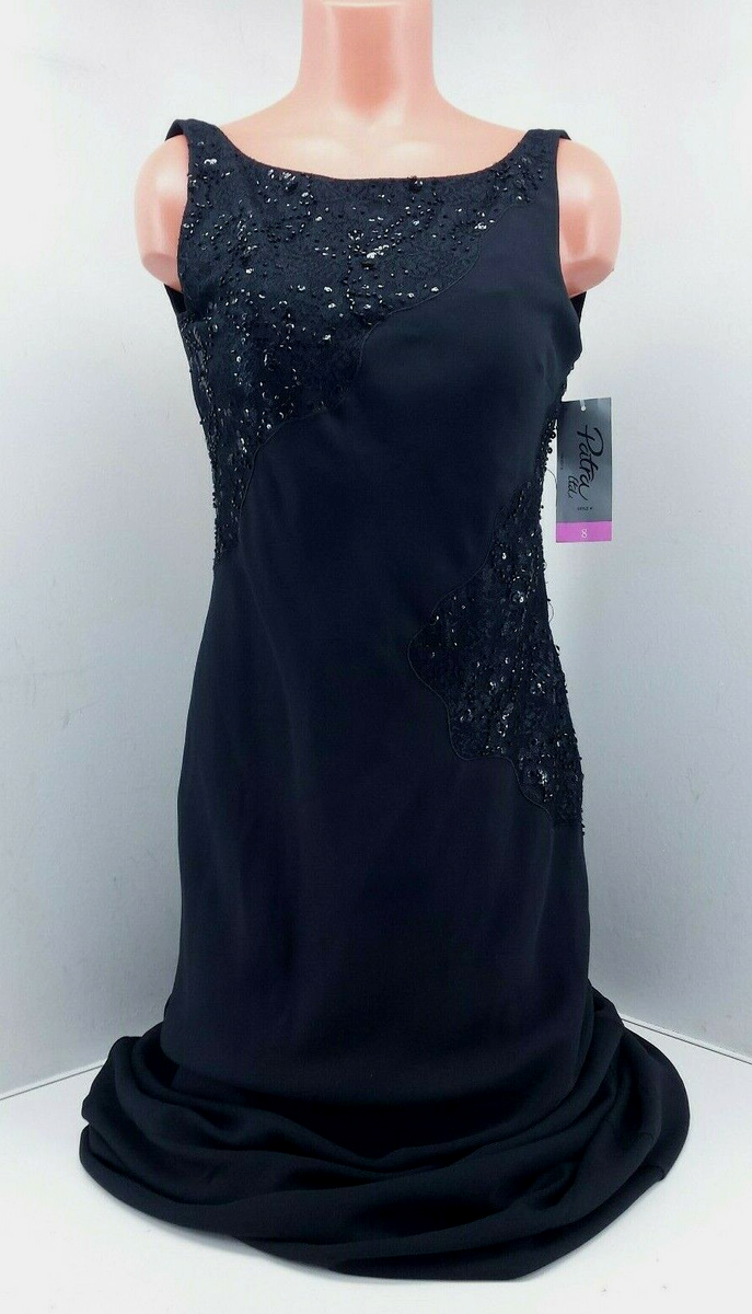 patra sequin dress Patra Black, Sequin Accent, Low Back Long, Sleeveless Dress. Size 8