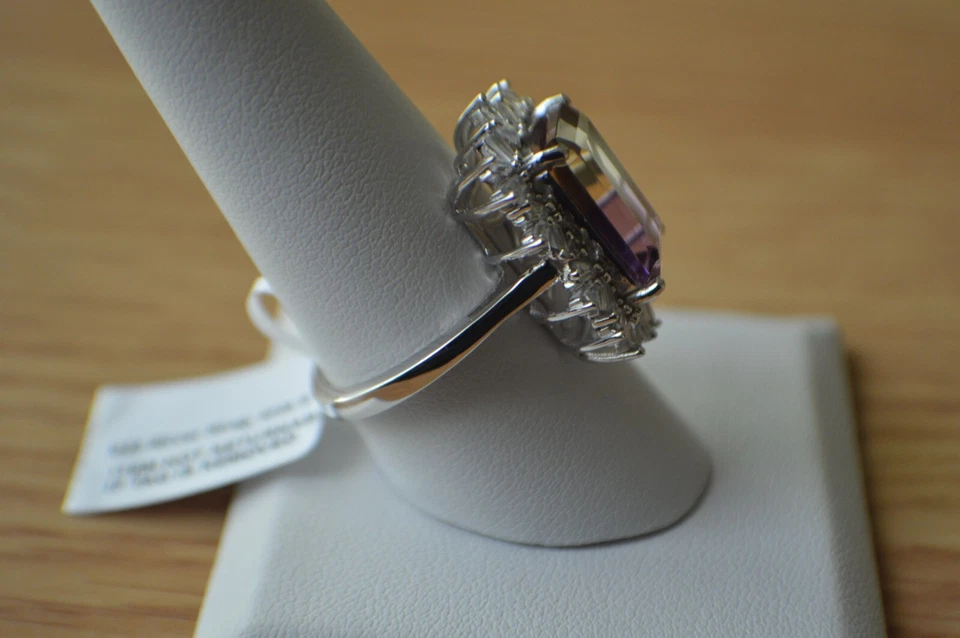 Anillo de platino/circón Anahi premium de 10,00 quilates sobre plata fina talla 9 Foto 3 de 4