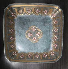 TOYO Japan Hand Painted Floral Ceramic bowl/plate/dish  9 1/8" square 