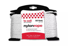 1/4in X 50ft White Nylon Rope - Natural Home
