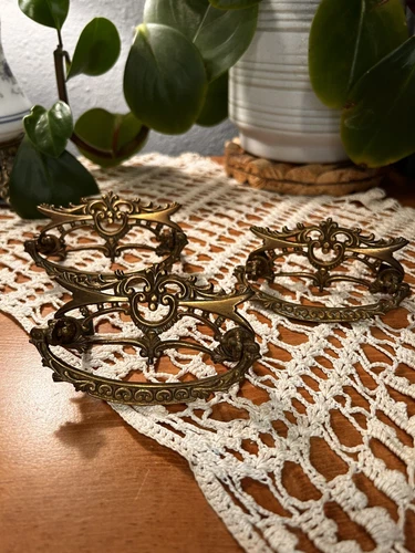 Vintage Brass Drawer Pulls 3 Total Victorian or Art Nouveau Style