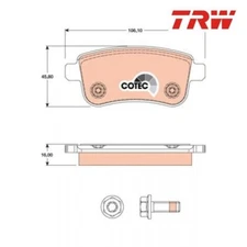 Brake pad set, disc brake Cotec TRW GDB1791 for Renault