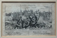 Daniel Meisner, engraving. Three sirens from Copenhagen. c1638. Framed