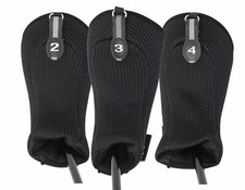 NEW THICK NEOPRENE BLACK HYBRID COMPLETE FULL SET 2 3 4 GOLF CLUB HEAD COVERS NR
