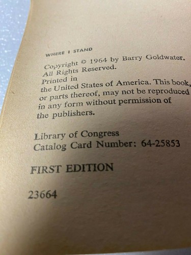 Where I Stand By Senator Barry Goldwater (1964) 1st Edition Paperback - Picture 4 of 4