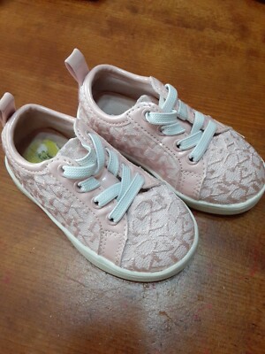 DKNY Girl Logo Sneakers Shoes Baby Pink Size 5C