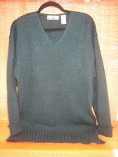 WHITE STAG Forest Green Long Sleeve Pullover V-Neck Womens Sweater Size L