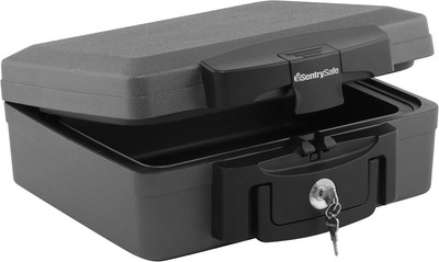Secure Black Portable Safe - Fire and Water Resistant Lock Box for Travel