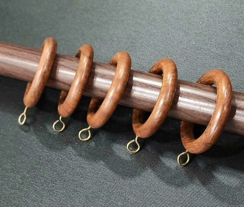 Anillo con Clip Desmontable Marrón Nogal Cortina Madera Decorativo Hecho a Mano Estilo Foto 3 de 4